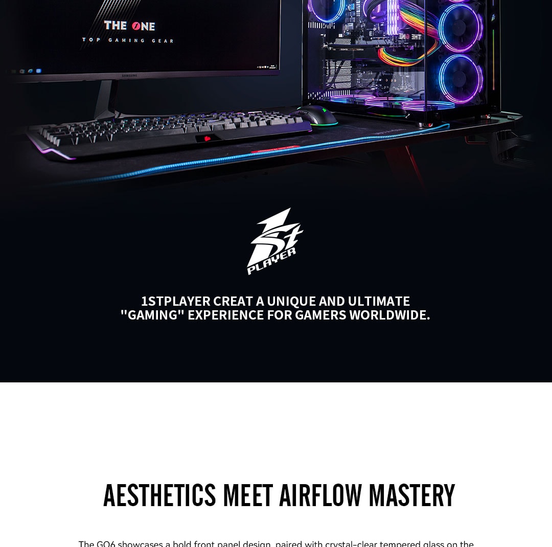 Gaming PC with RGB lighting, keyboard, and monitor for immersive gaming experience.