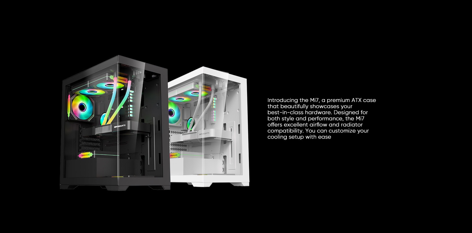 Premium RGB PC case with advanced cooling and sleek design for gaming and professional setups.