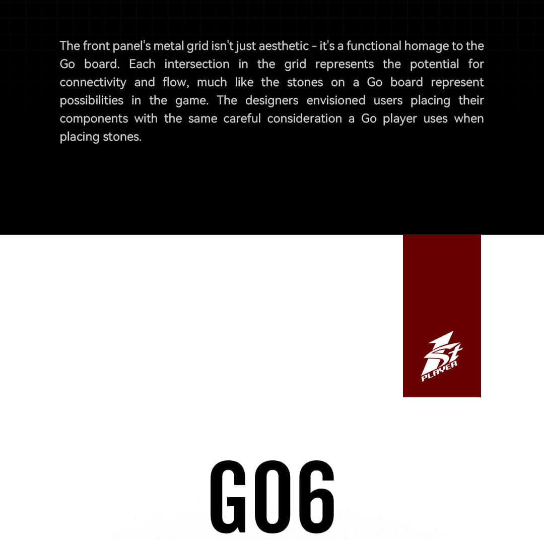 Go board game piece with Go player logo and number G06.