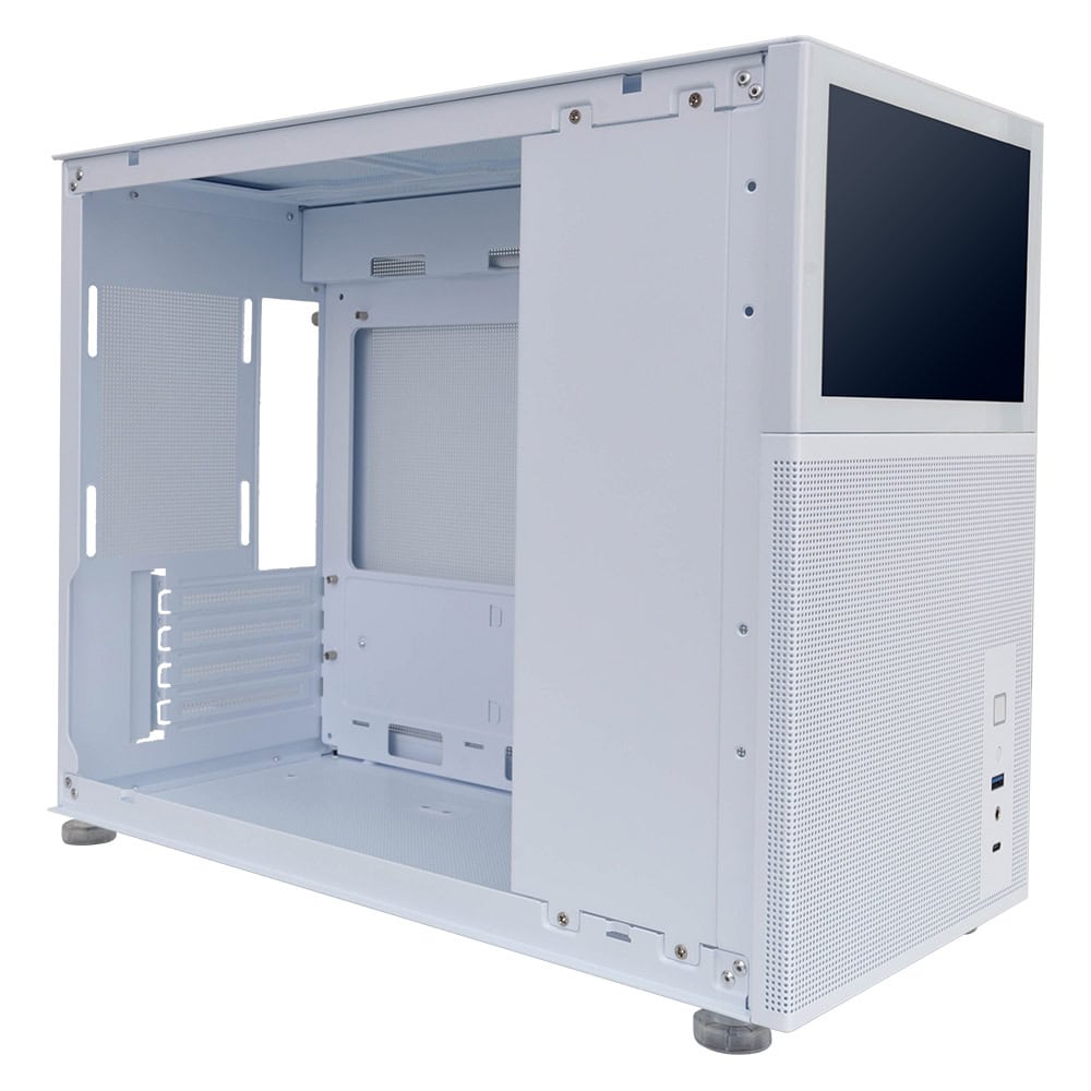 White server rack enclosure for data center or IT infrastructure.