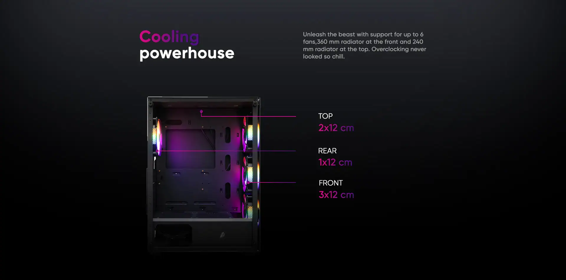 Gaming PC case with customizable RGB lighting and cooling features for optimal performance.